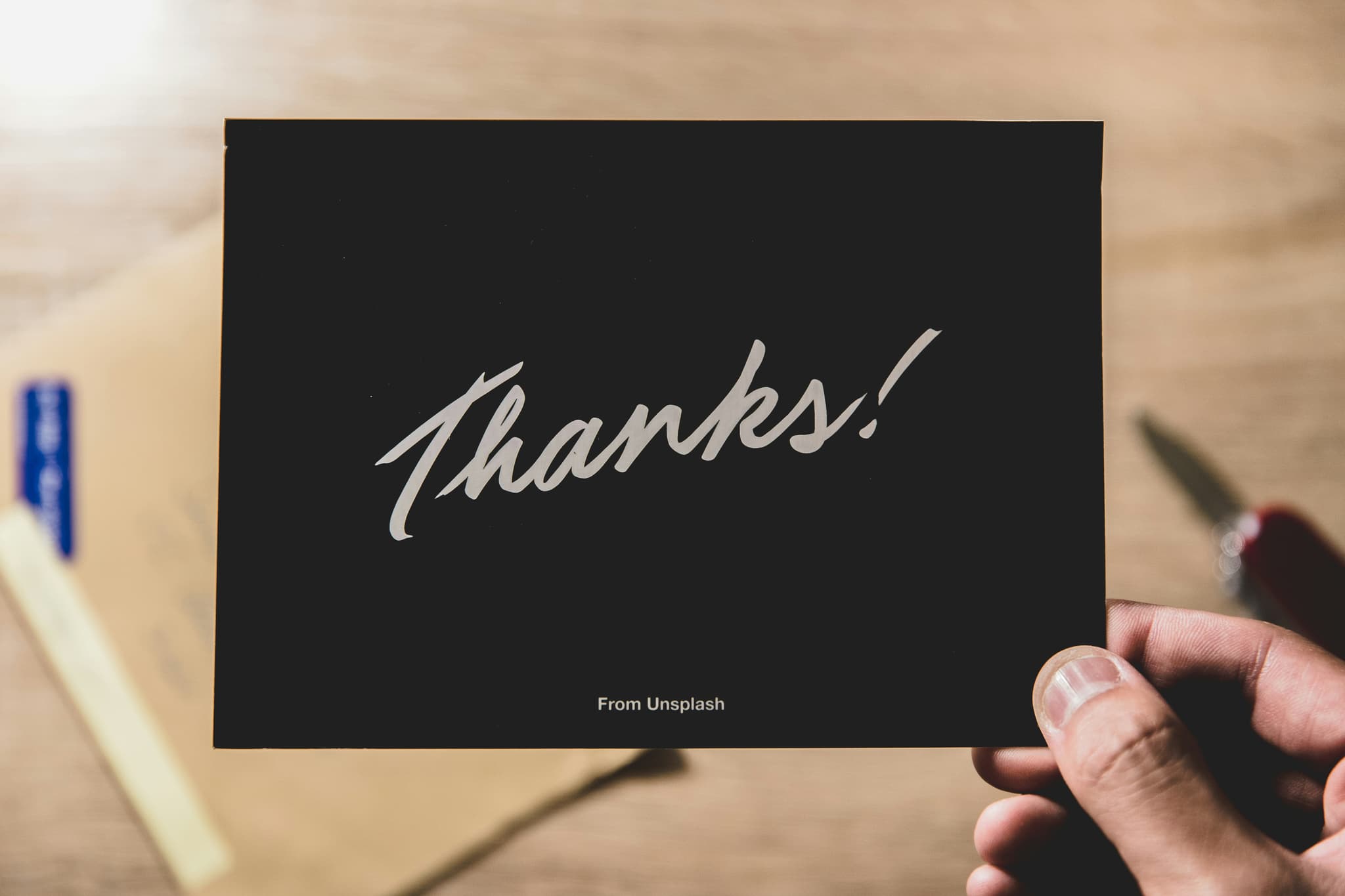 Thank you card in nature setting